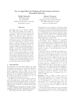 On an algorithm for nding all interesting sentences Extended abstract