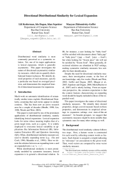 Directional Distributional Similarity for Lexical Expansion