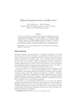 Efficient Implementation of Suffix Trees* Arne Andersson Stefan