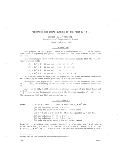 FIBONACCI AND LUCAS NUMBERS OF THE FORM 3z2 &plusmn; 1 Fm = 3