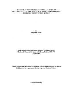 humus as an indicator of nutrient av ailability in a