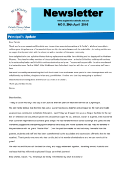 Newsletter - St Cecilia`s