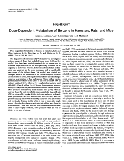 HIGHLIGHT Dose-Dependent Metabolism of Benzene in Hamsters