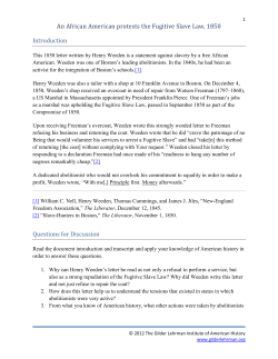 An African American protests the Fugitive Slave Law, 1850