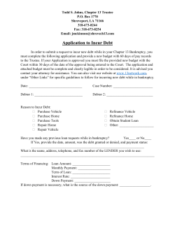 Application to Incur Debt