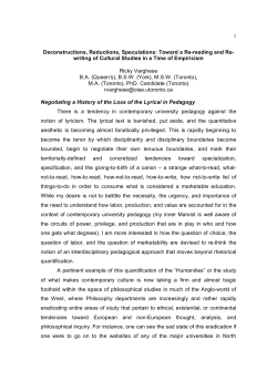 1 Deconstructions, Reductions, Speculations: Toward a Rereading