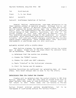 To: Distribution Date: Subject: Unattenaea Operation of