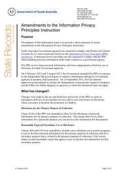 Amendments to the Information Privacy Principles Instruction