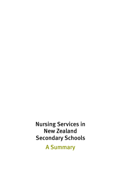 Nursing Services in New Zealand Secondary Schools A Summary
