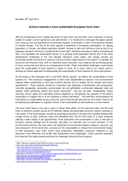 Actions towards a more sustainable European food chain