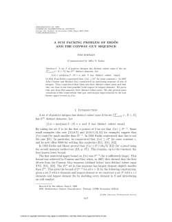 A SUM PACKING PROBLEM OF ERD˝OS AND THE CONWAY