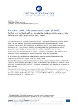 Purified semi solid extract from Humulus lupulus - EMA