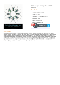 PDF The Analysis of Biological Data Full Online