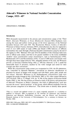 Jehovah`s Witnesses in National Socialist Concentration Camps