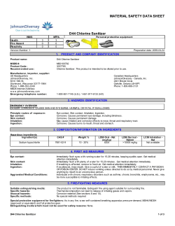 MATERIAL SAFETY DATA SHEET D44 Chlorine Sanitizer
