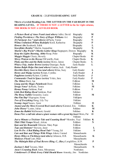 Printable Recommended Leveled Reading List for Grades K