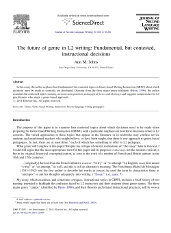 The future of genre in L2 writing: Fundamental, but contested