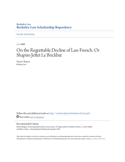 On the Regrettable Decline of Law French: Or Shapiro Jettet Le