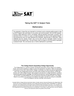 Taking the SAT II - The College Board
