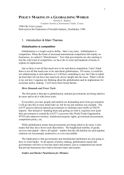 Policy Making in a Globalising World