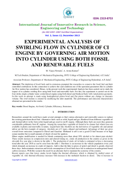 experimental analysis of swirling flow in cylinder of ci