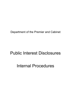 public interest disclosures - Department of the Premier and Cabinet