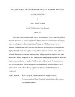 RACE DISCRIMINATION AND DISPROPORTIONALITY IN SCHOOL