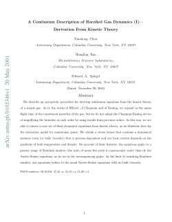 A Continuum Description of Rarefied Gas Dynamics (I)--
