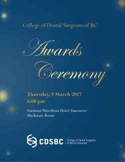 2017 Awards program - College of Dental Surgeons of BC