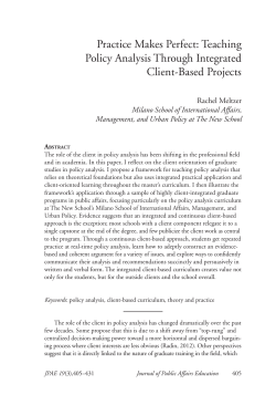 Teaching Policy Analysis Through Integrated Client-Based