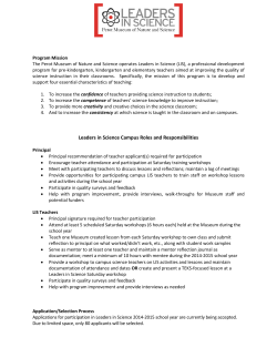 Leaders in Science Campus Roles and Responsibilities