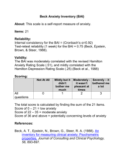 Beck Anxiety Inventory (BAI) About: This scale is a self