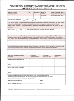 monterey county dance theatre (mcdt) application 2013-2014