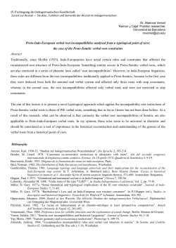 Proto-Indo-European verbal root incompatibilities analysed from a