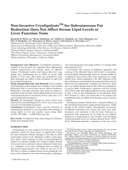 Non-invasive cryolipolysis[trade] for subcutaneous fat