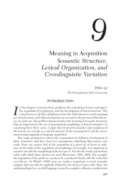 Meaning in Acquisition Semantic Structure, Lexical