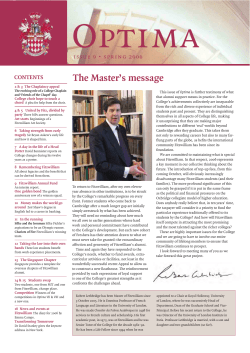 The Master`s message - Fitzwilliam College