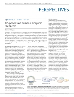 US Policies on Human Embryonic Stem Cells