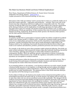 The Shale Gas Business Model and Some Political Implications1