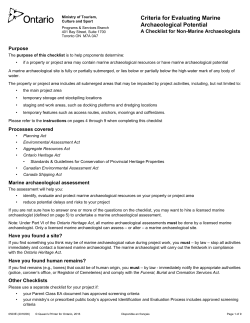 Criteria for Evaluating Marine Archaeological Potential