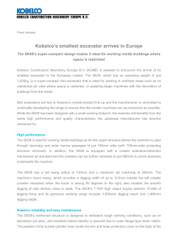 Kobelco`s smallest excavator arrives in Europe