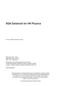 SQA Databook for HN Physics