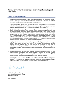 Review of family violence legislation: Regulatory