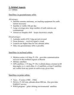 2. Orbital Aspects 2.1 Orbits Satellites in geostationary orbit