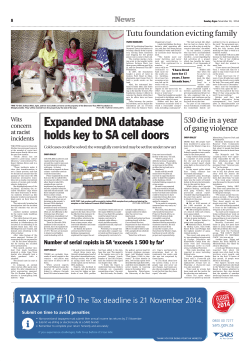 Expanded DNA database holds key to SA cell doors