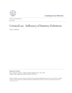 Criminal Law - Sufficiency of Statutory Definitions