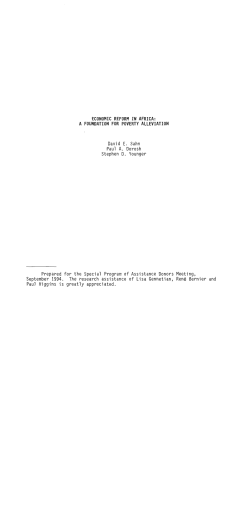 ECONOMIC REFORM IN AFRICA - Cornell Food and Nutrition