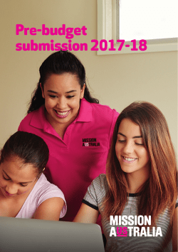 Mission Australia - 2017-18 Pre-Budget Submission