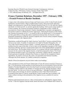 France-Tunisian Relations, December 1957