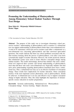 Promoting the Understanding of Photosynthesis